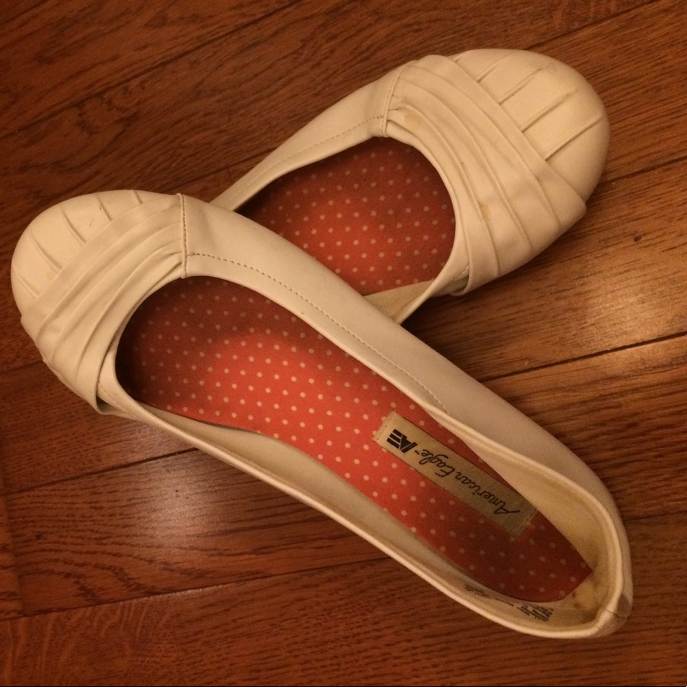White leather flats