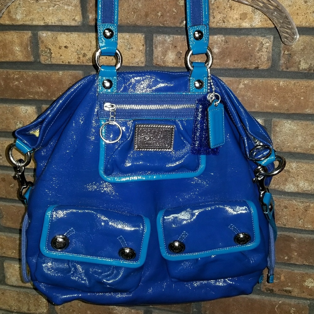 Coach blue & teal Poppy lg satchel