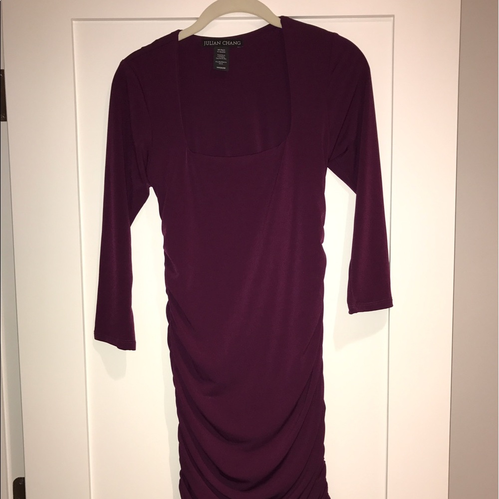 Julian Chang Purple Ruched Dress