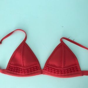 Red neoprene triangl bikini top