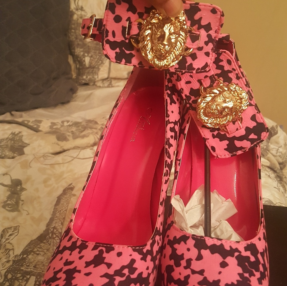 Hot pink platform heels