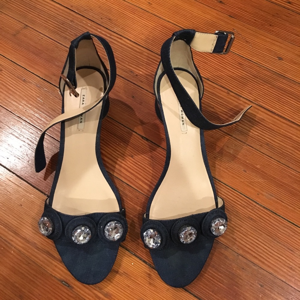 Denim Heeled Sandals