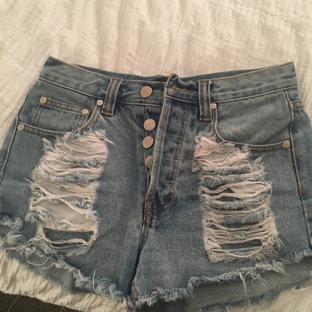 MINKPINK denim cut off shorts