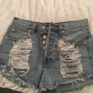 MINKPINK denim cut off shorts