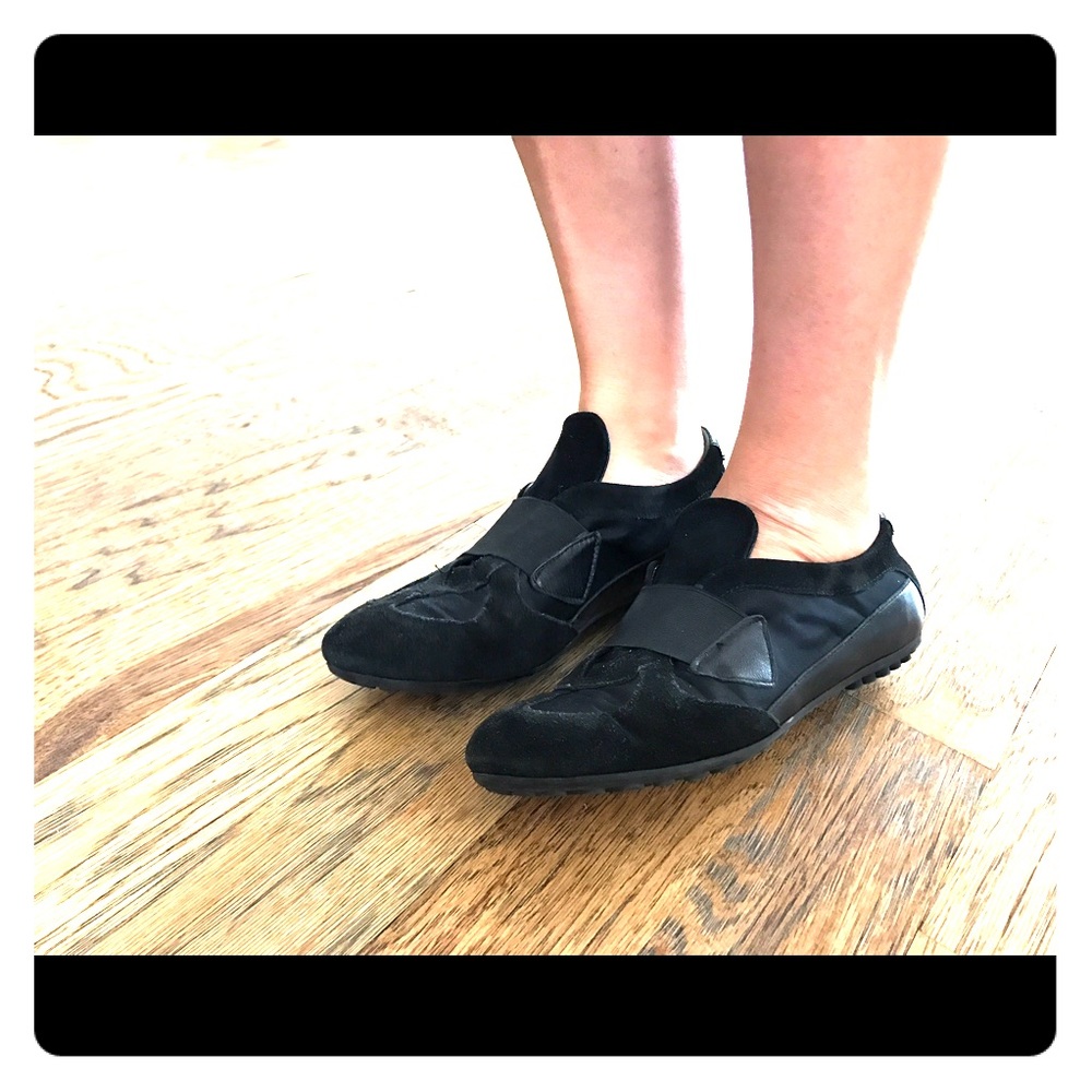 Black suede casual flats