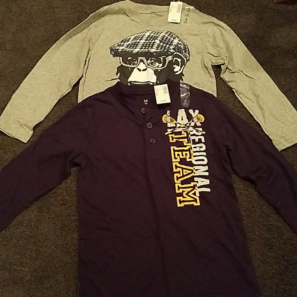 2 NWT long sleeve tops boys size S 5/6