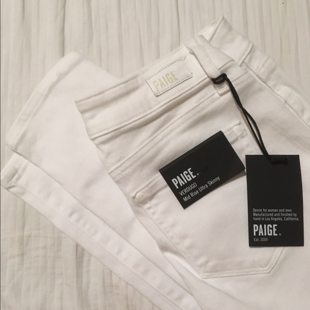Paige Verdugo Midrise Ultra Skinny White Jeans