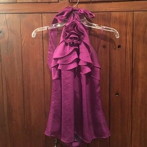 The Limited Purple Ruffle Halter Top