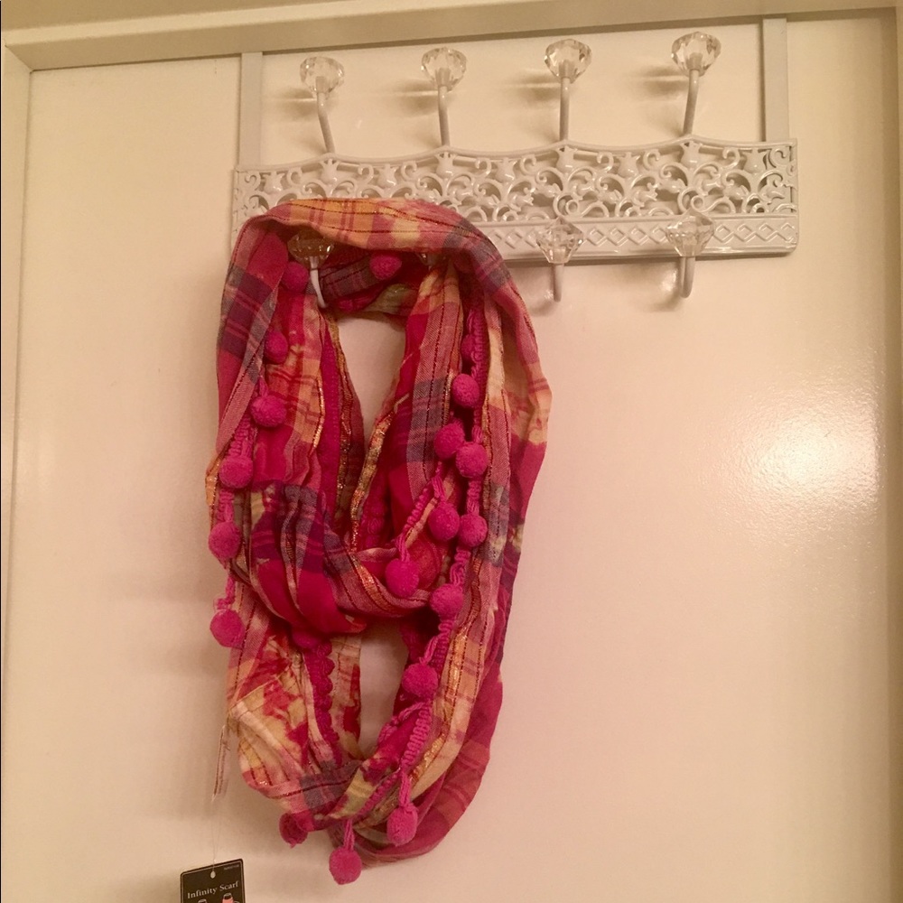 Pink Plaid Boho Infinity Scarf
