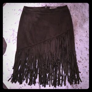 Never worn fringe "suede-like" skirt