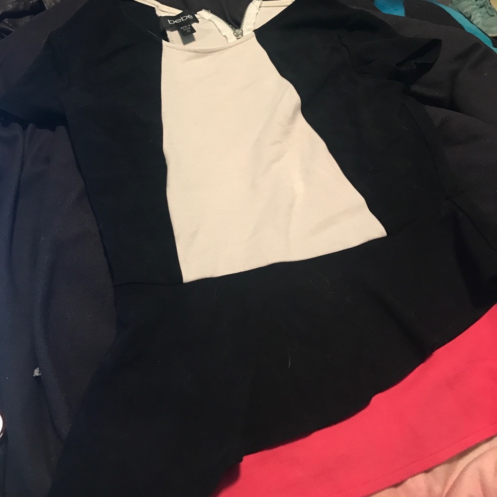 Asymmetrical Color Block Bebe Top - image 1