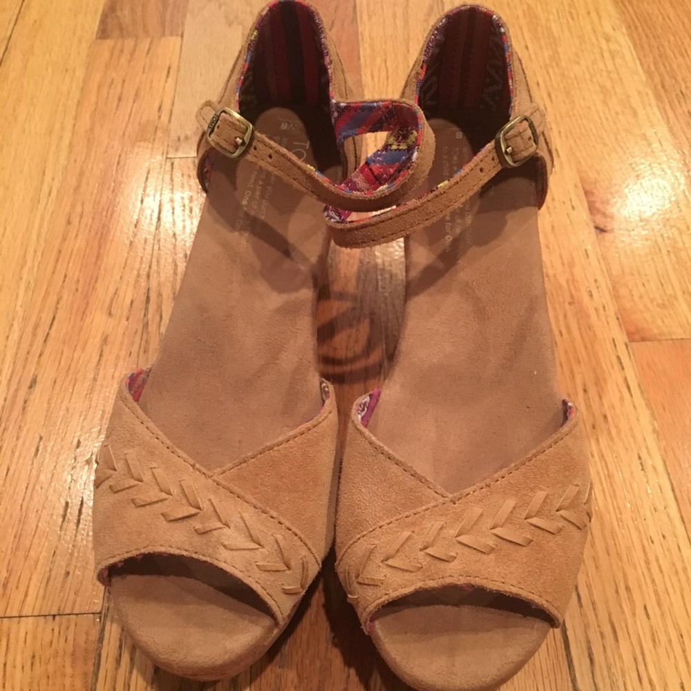 TOMS Brown Suede Platform Wedge