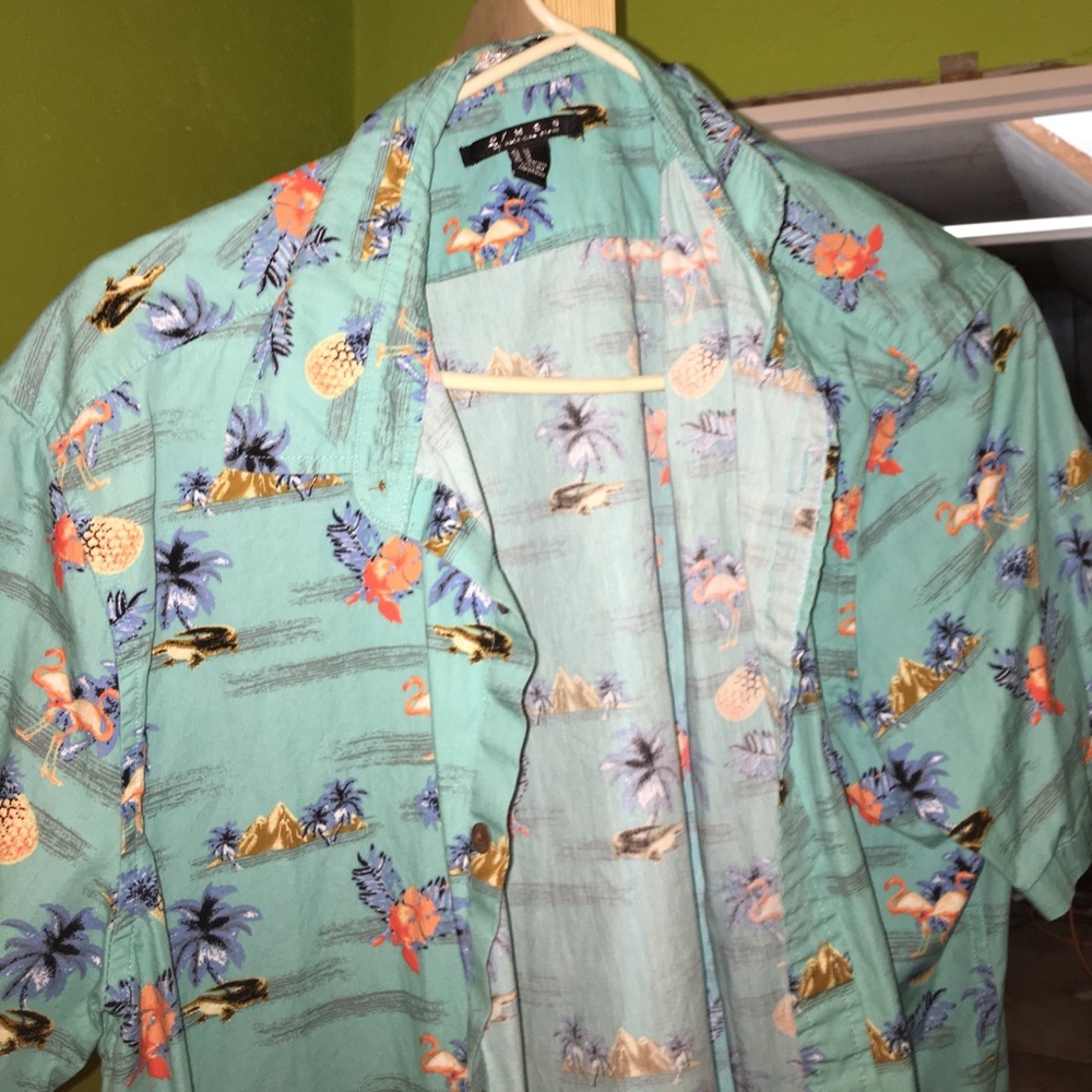Forever 21 button down shrimp and flamingo