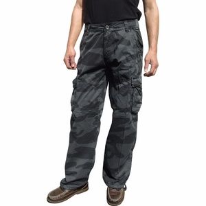 Mens Military Camouflage Grey Cargo Pants #27C1-GY