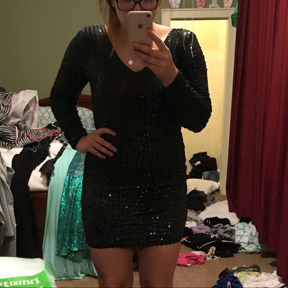 Black sparkly mini dress