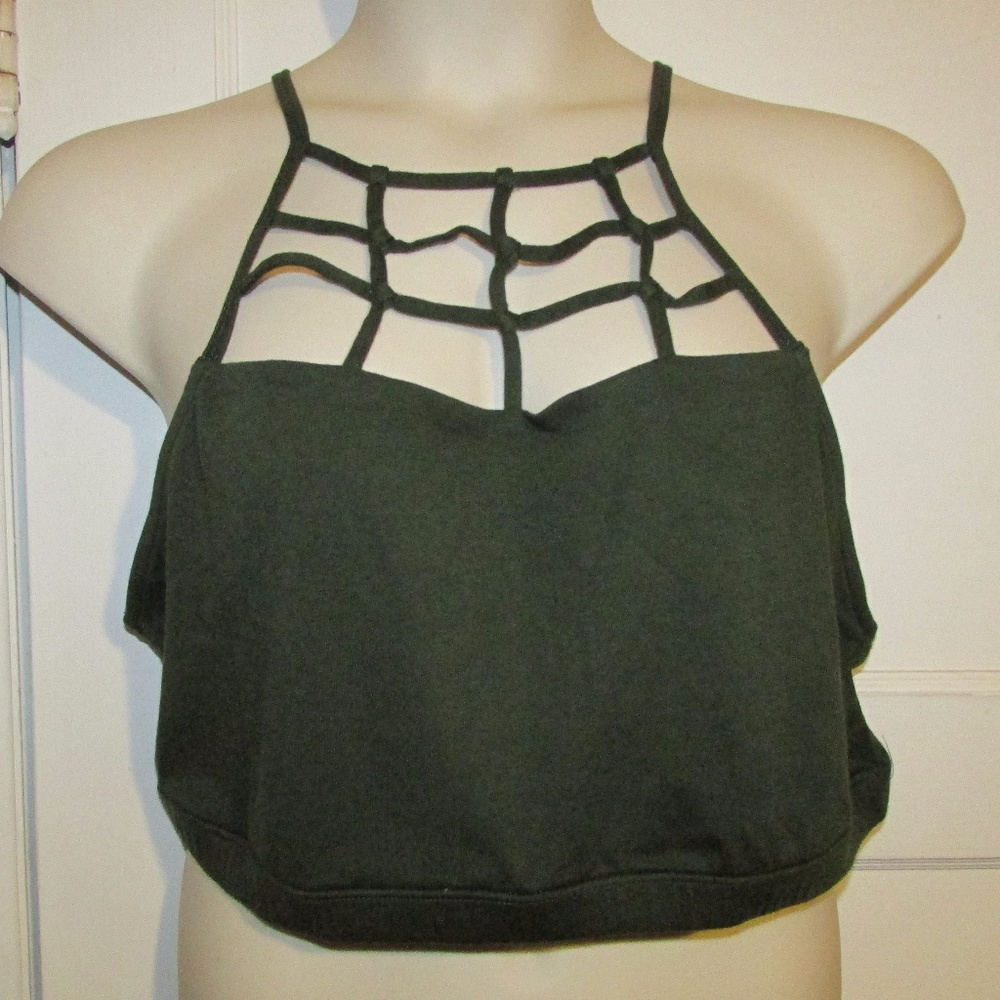 Dark Green Cage Front Bralette