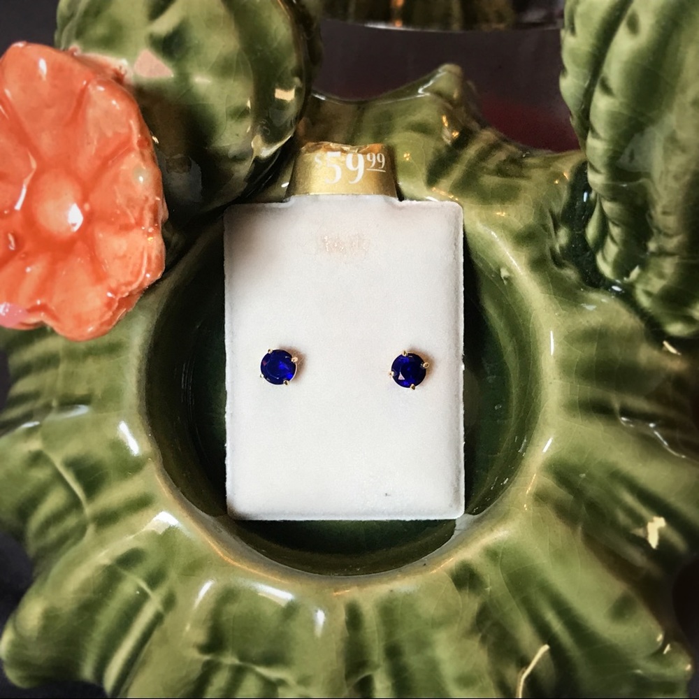 SALE 💙 Deep Blue 14k Gold Plated Earrings