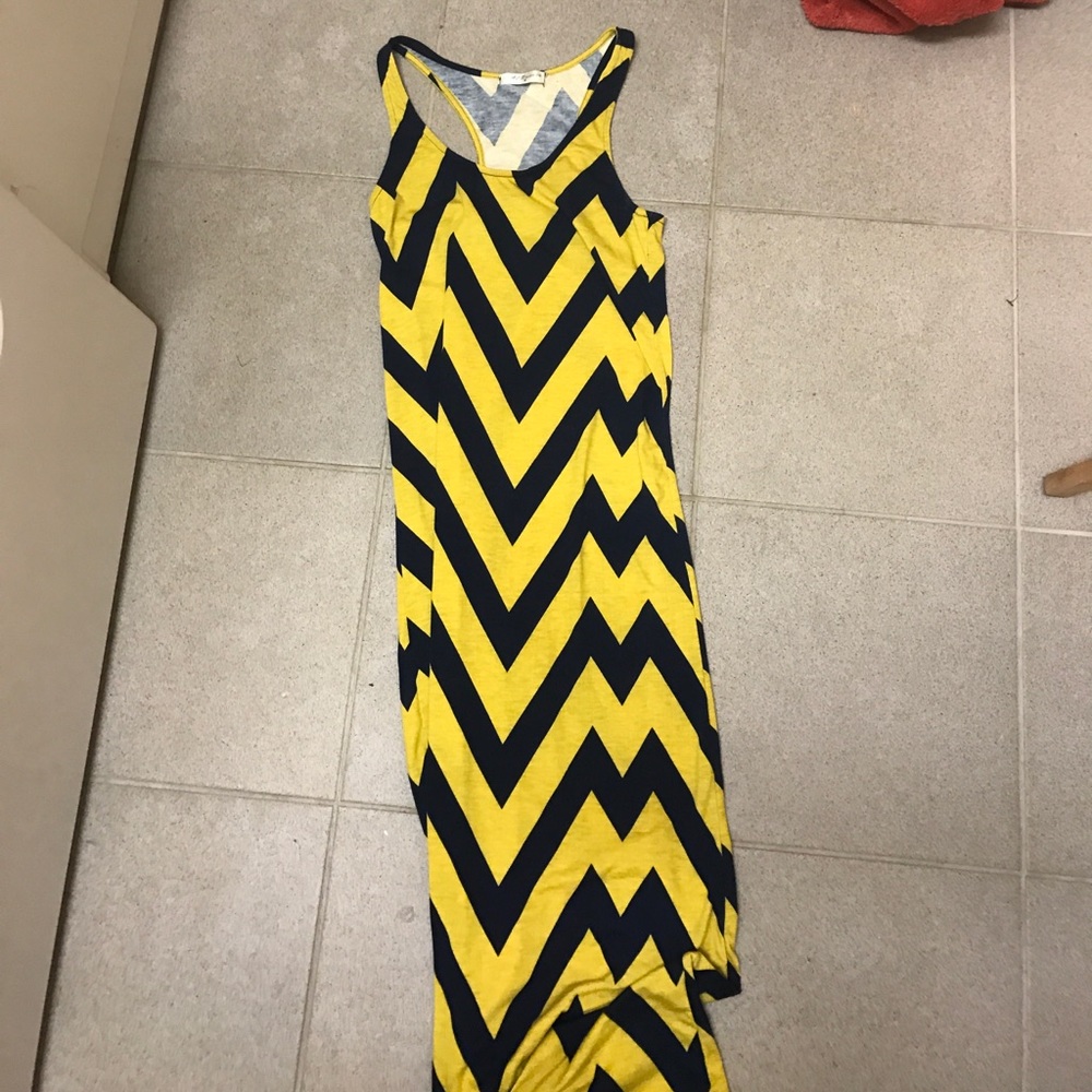 Blue and gold maxi dress small