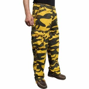 Mens Military-Style Mustard Color Cargo Pants 27C1
