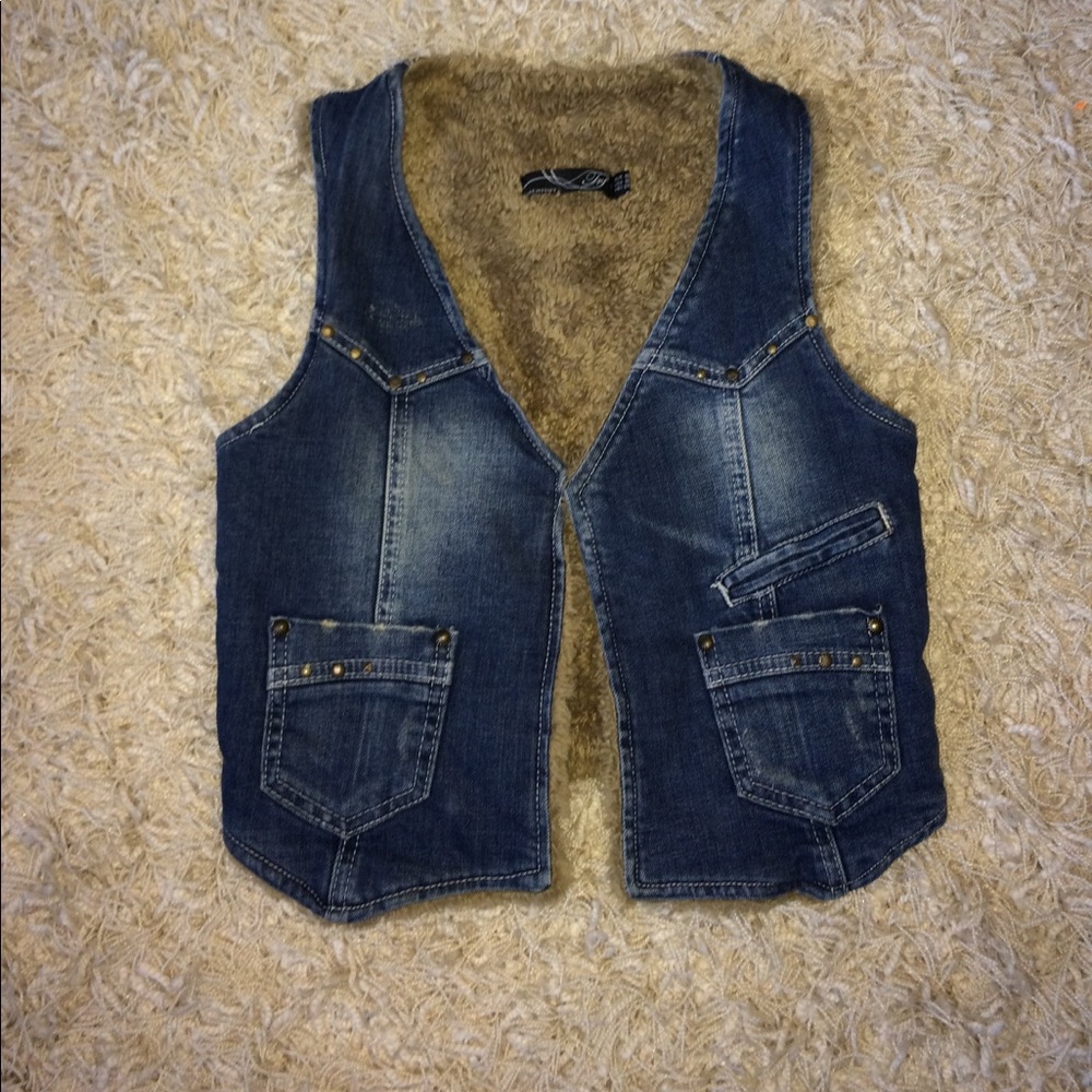 Jeans fleece vest
