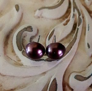Brown (coffee) pearl stud earrings