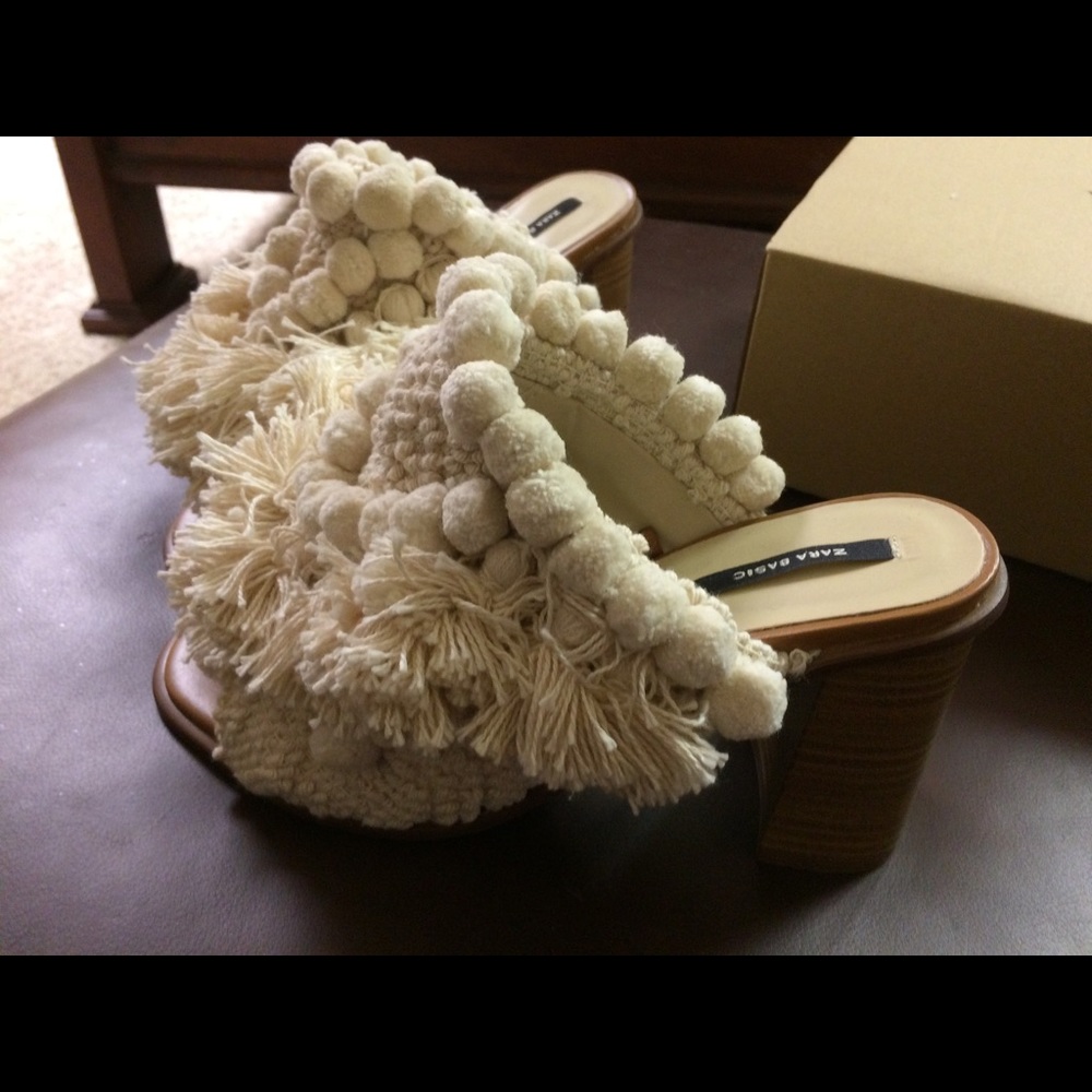 Zara Pom Pom mules