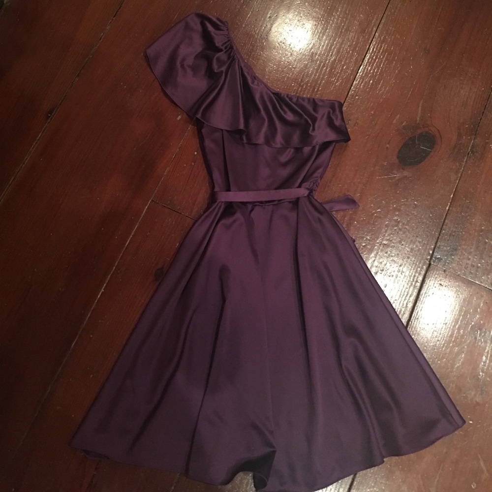 The Limited Purple Satin One-Shouldered Dress