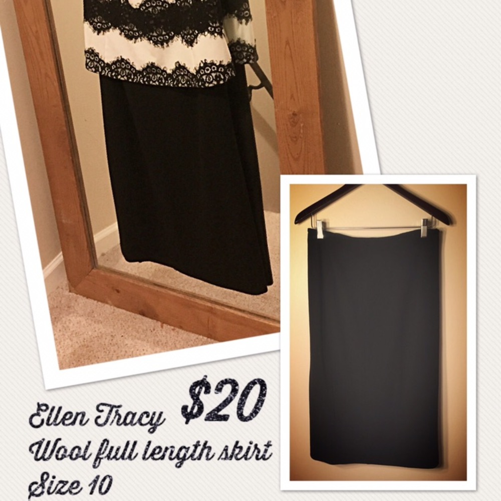 Wool full length pencil skirt