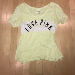 PINK yellow graphic tee (brand new)