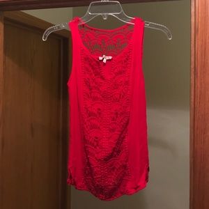 Red Crochet Detail Top