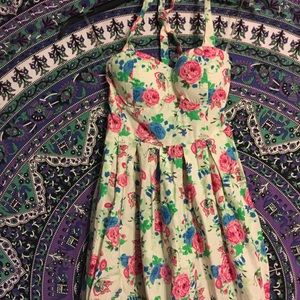A floral dress that ties behind the neck