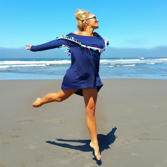 Top BLUE TASSEL TOP/MINI DRESS - Picture 3 of 4