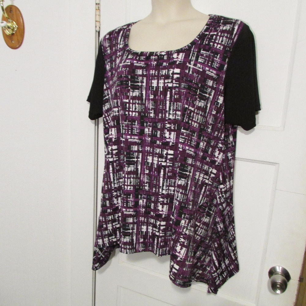 Short Sleeve Purple Abstract Shark Bite Tunic