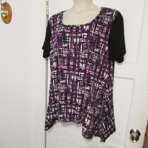 Short Sleeve Purple Abstract Shark Bite Tunic