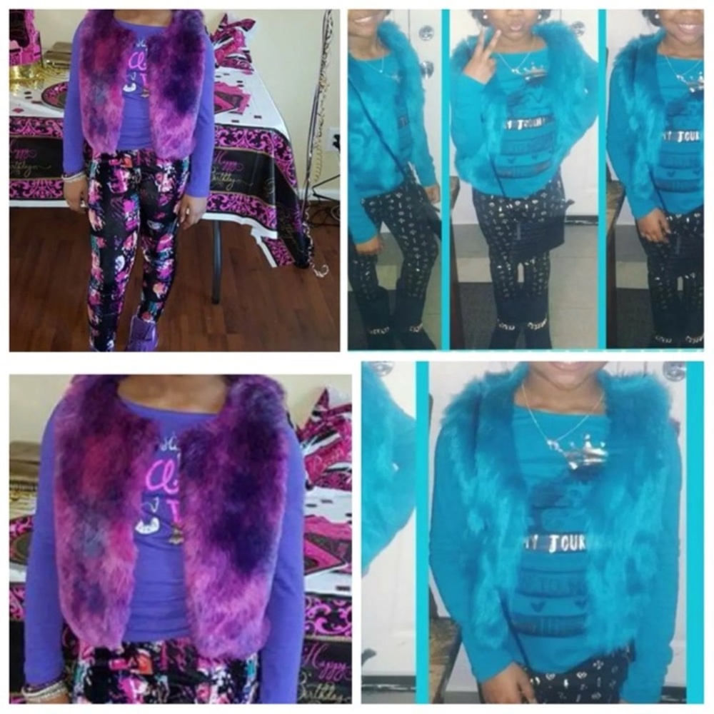 2 Girls Size 10/12 Faux Fur Vest