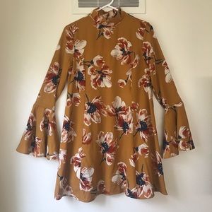 High-neck, long sleeve dress