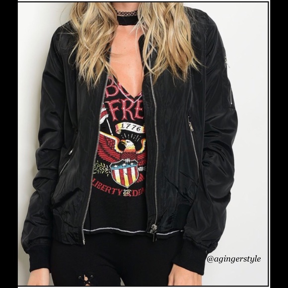 🔴MOVING SALE! LAST ONE! Black Bomber Jacket - Picture 2 of 7