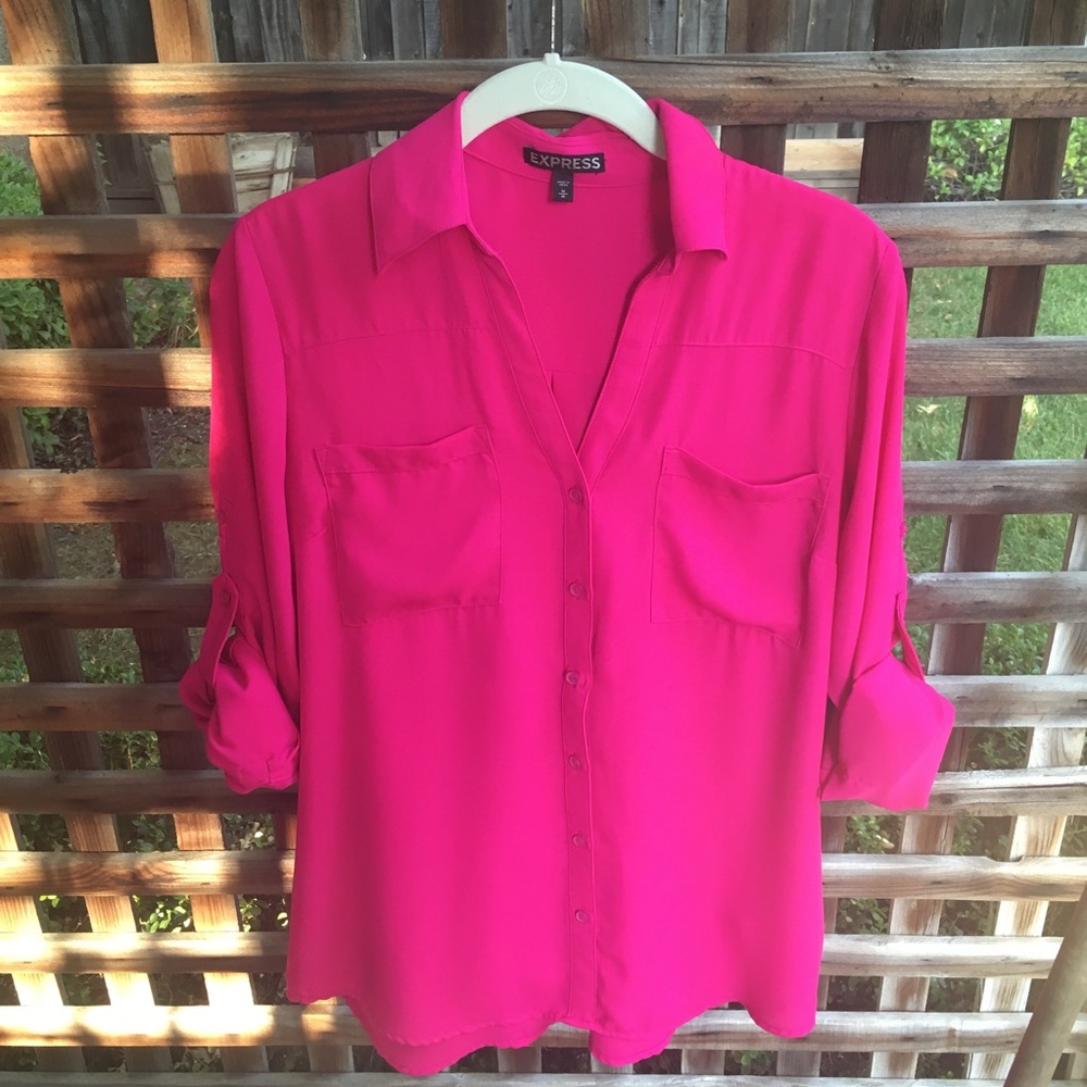 Express pink button up blouse