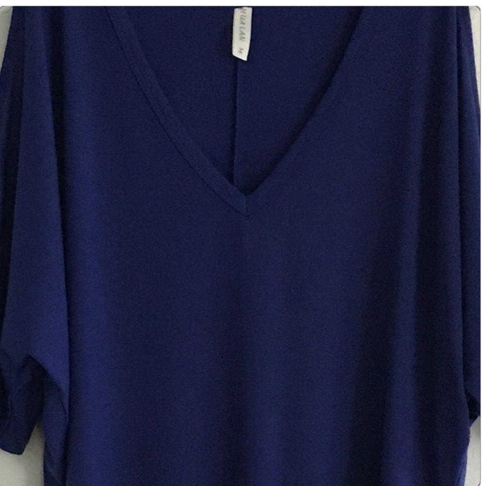 JUST IN HP NWT Soft Dark Blue Cold Shoulder Top - Picture 5 of 5