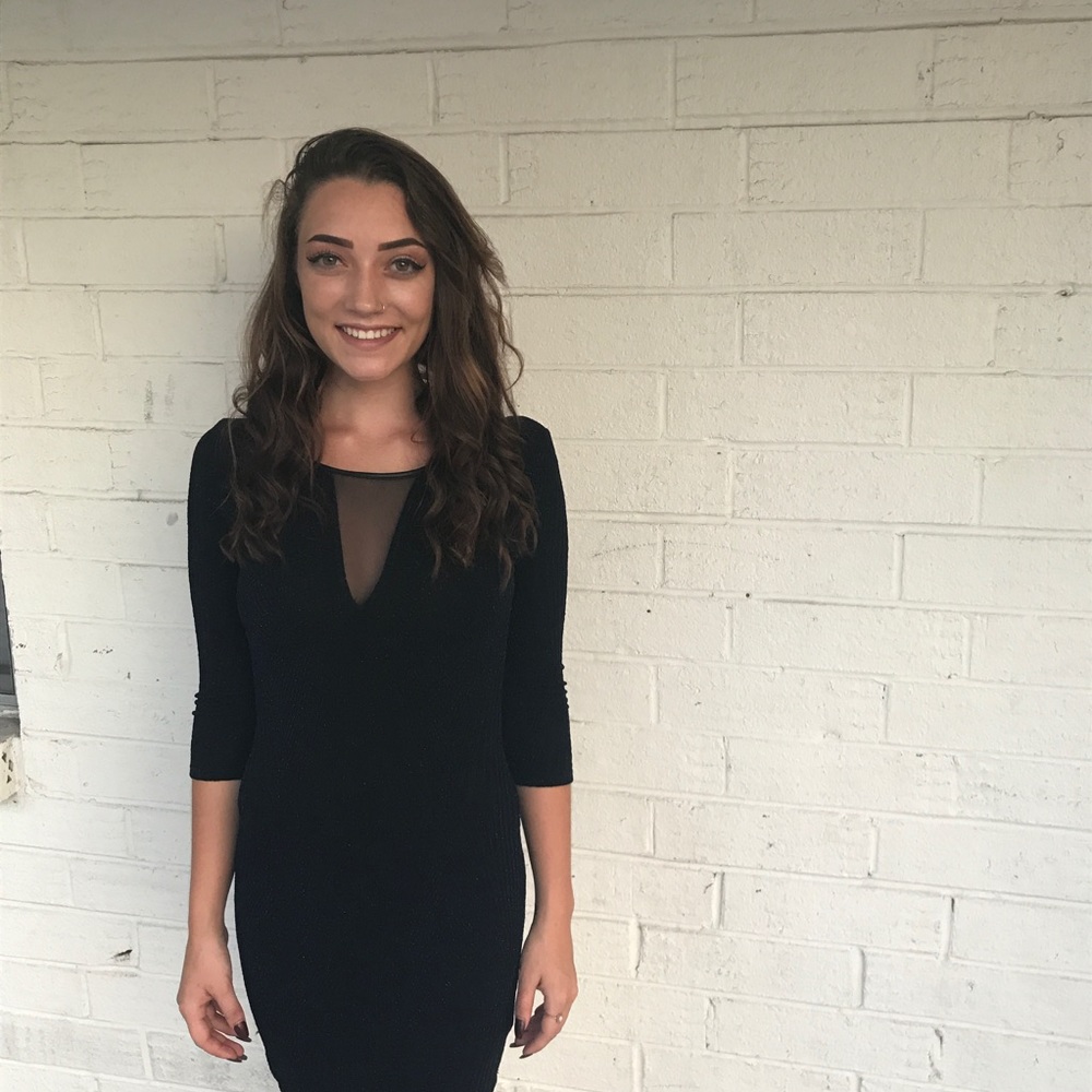 Navy blue & black bodycon dress