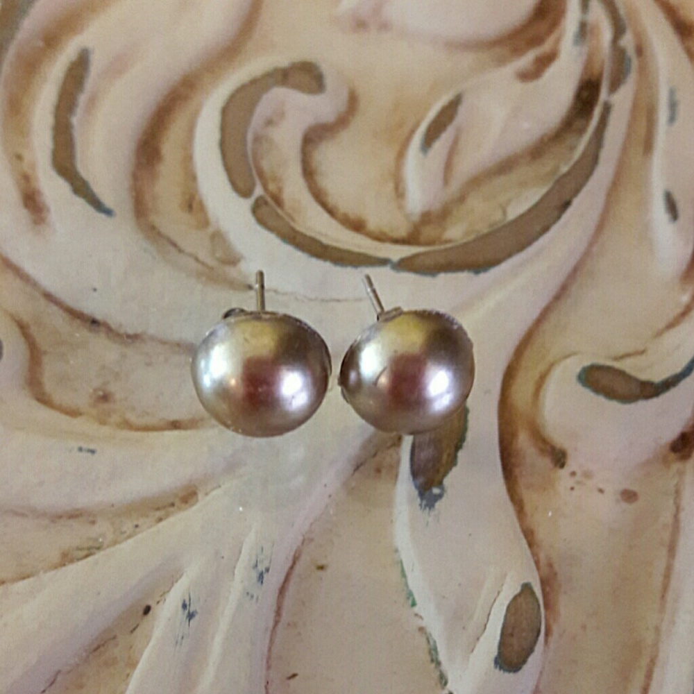 Champaign stud pearl earrings
