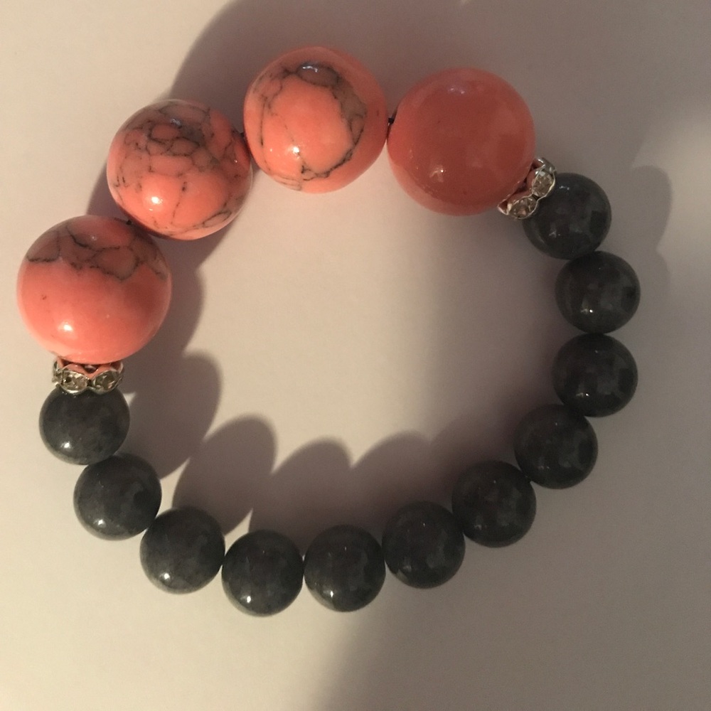 Salmon and gray bracelet