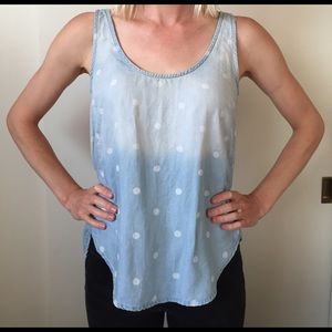 Chambray polka-dotted tank top