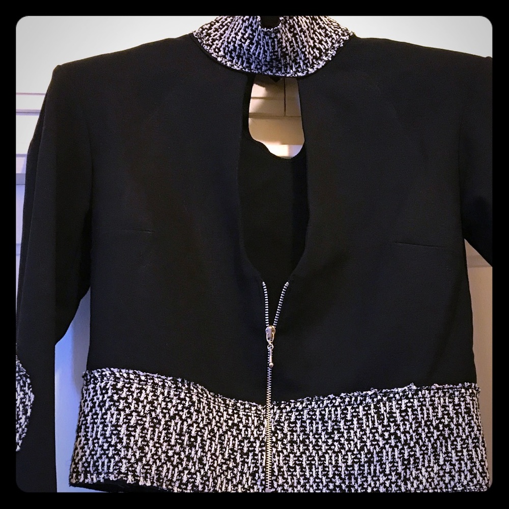 Black cropped top with plunging neckline