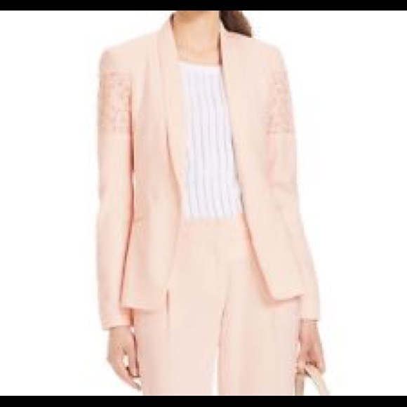 Women's Pink Lace Inset Shawl Collar Jacket - Picture 3 of 3