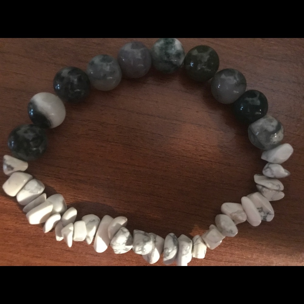 Earth tone and white rock bracelet