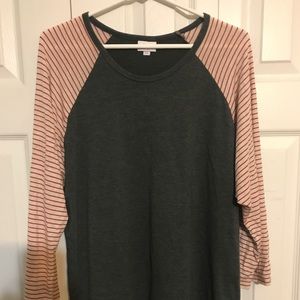 LulaRoe Randy 2XL Red/Gray/Cream