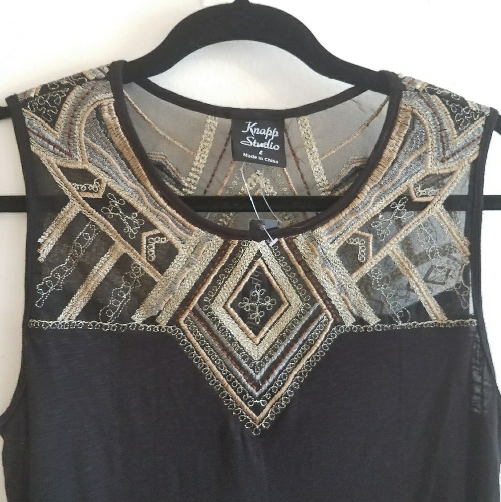 NWT Metallic Embroidered Tank