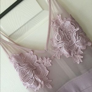 Lavender Bodycon sheer dress - Floral Detail