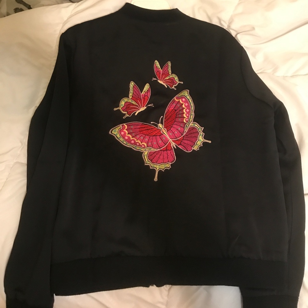 SOLD***Black Butterly-Embroidered Jacket